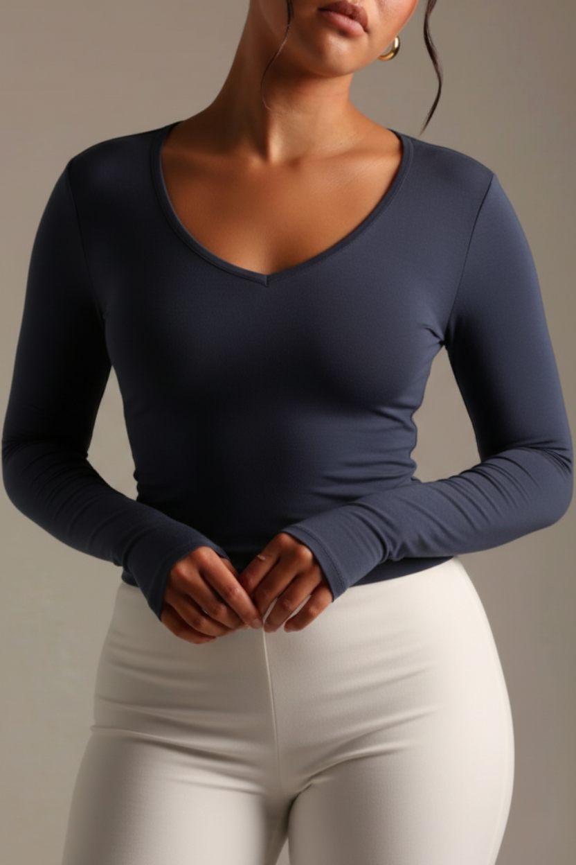 BAQI Signature Sammy V Neckline Longsleeve Top