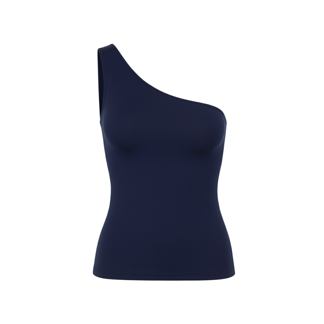 (Curves) BAQI Signature Millie Asymmetrical One Shoulder Sleeveless Top