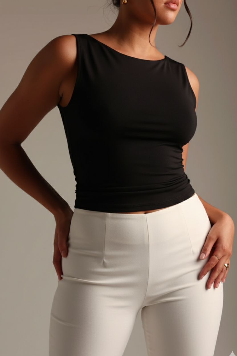 (Curves) BAQI Signature Sabrina Neckline Sleeveless Top