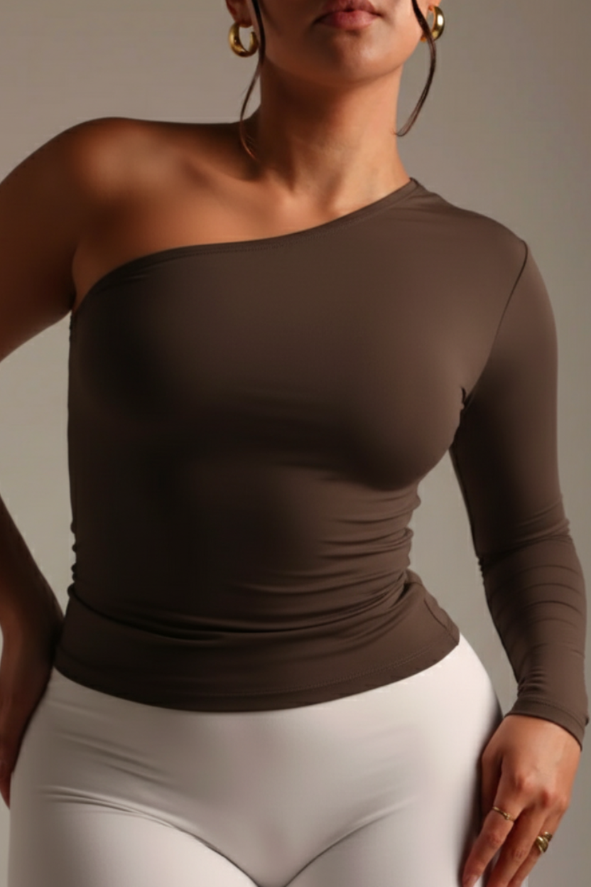 BAQI Signature Havannah Asymmetrical One Shoulder Longsleeve Top